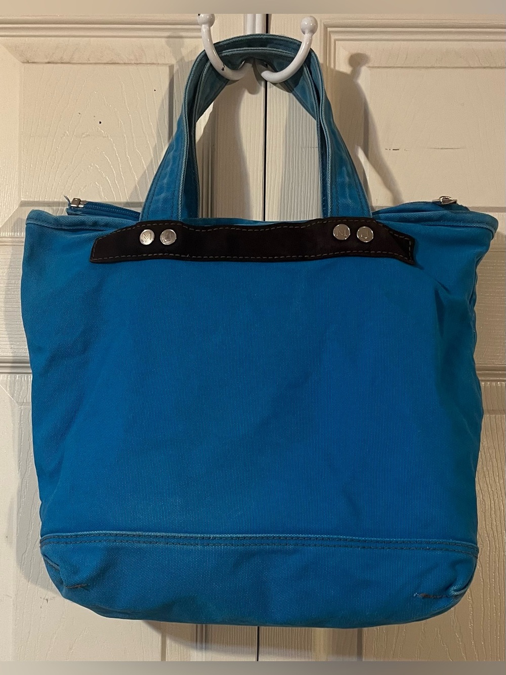 Marc Jacobs Marc by Marc Jacobs Cotton Canvas Blue Full Zipper Tote Bag - Picture 2 of 13